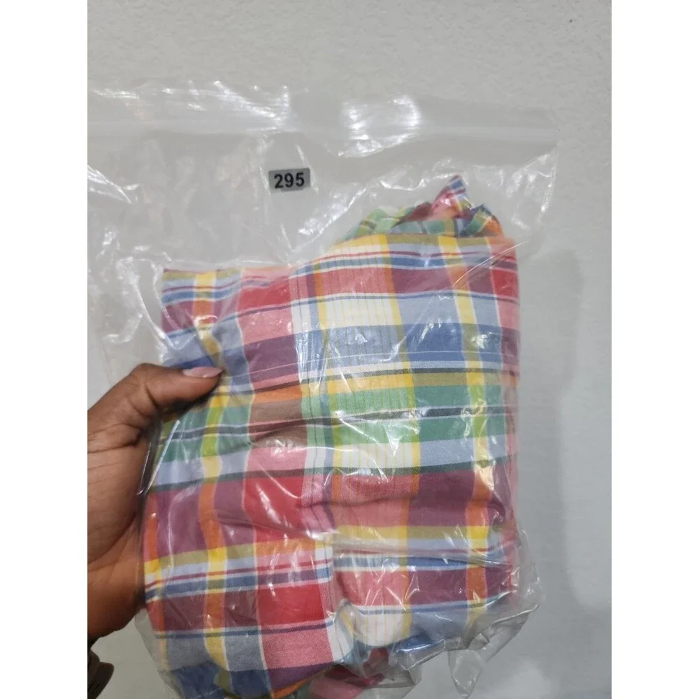 Lucky Brand Medium XL Pink Green Plaid SATURDAY STRETCH Men's Button-Front SHirt